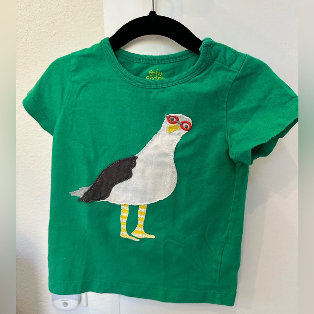 Baby Boden Green Seagull Appliqué T-shirt, 12-18M